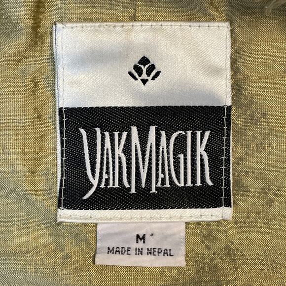 YAK MAGIK Jacket size MEDIUM 100% SILK Long Sleeves Open Front Beaded GOLD Rare - Picture 13 of 16